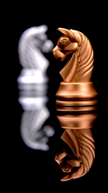 Knight (Chess), Black background, 5K, 8K, AMOLED, Chess pieces