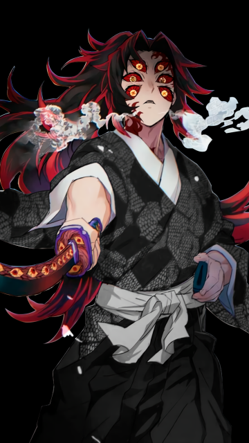 Kokushibo, Black background, Demon Slayer: Kimetsu no Yaiba