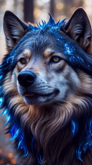 Wolfdog, AI art, Mystical