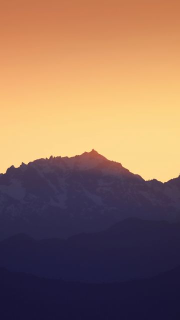 Mountains, Sunset, Silhouette, Yellow sky, Dusk, Sunrise, Seattle, Washington, Landscape, 5K