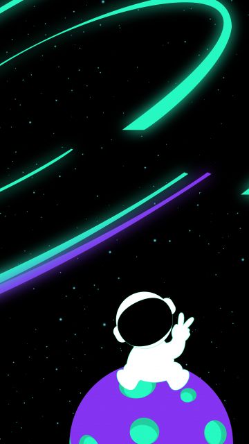 Cute astronaut, Illustration, 8K, Outer space, 5K, Black background, AMOLED