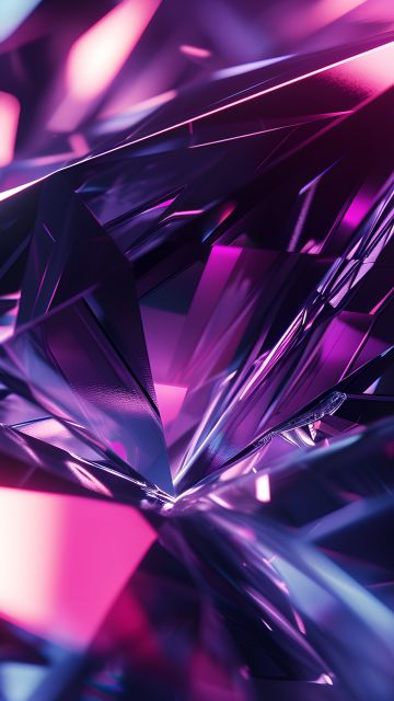 Crystals, Purple aesthetic, 5K, AI art, Sparkling