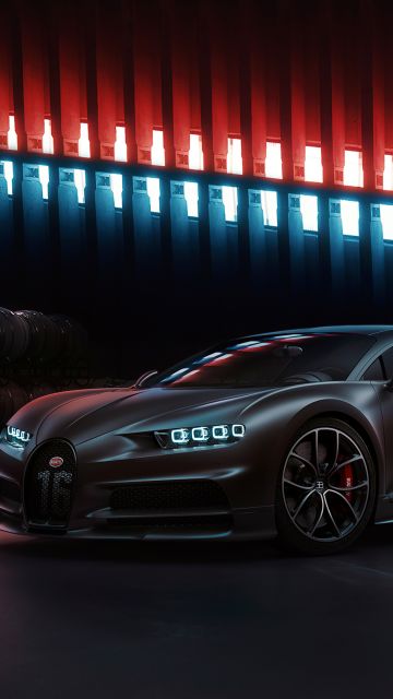 Bugatti Chiron, Dark aesthetic, Supercar