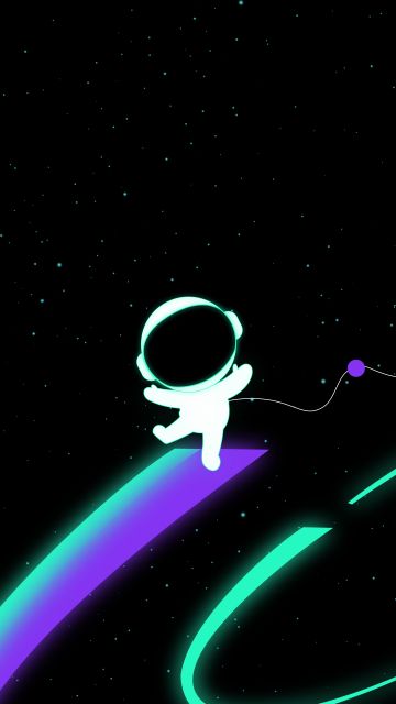 Cute astronaut, 8K, Outer space, Space flight, 5K, Black background, AMOLED