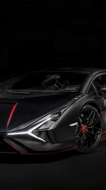 Lamborghini Sián FKP 37, Dark aesthetic, 8K, Black background, 5K, Black cars