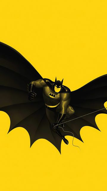 Batman, Minimal art, Yellow background, Black, DC Superheroes, Simple