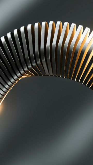 Circular, Metal structure, Spiral, 3D Art, Grey background