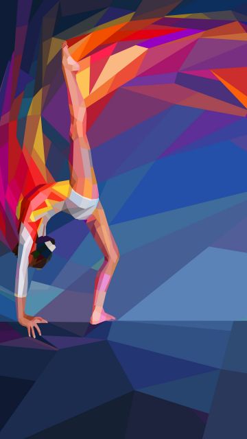 Gymnast, Illustration, Low poly, 5K