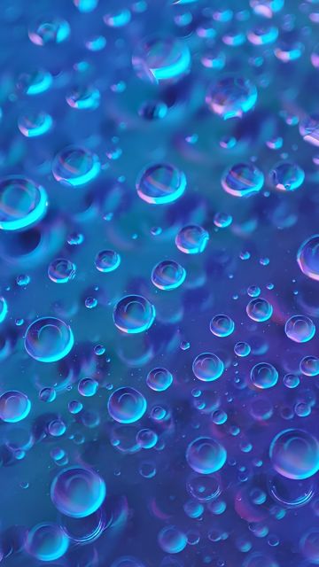 Water droplets, Blue aesthetic, Closeup Photography, Macro, Rain droplets, 5K