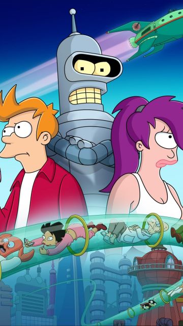Futurama, TV show, Cartoon, Animated series, Phillip J Fry, Bender (Futurama), Leela (Futurama)