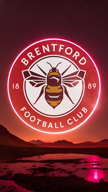 Brentford FC, Neon logo, Premier League club, Football club, 5K, 8K, Red aesthetic