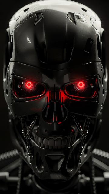 Terminator, Dark background, 5K, AI art