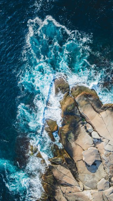 Peggy's Cove, Seascape, Aerial view, St Margarets Bay, Atlantic Ocean, Nova Scotia, North America, 5K