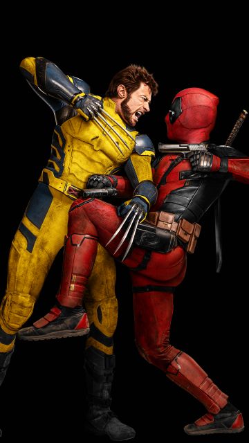 Deadpool & Wolverine, Black background, AMOLED, Movie poster, 5K, 2024 Movies, Marvel Superheroes