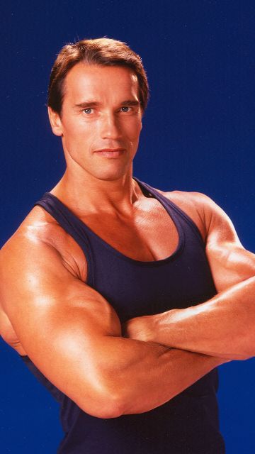 Arnold Schwarzenegger, Portrait, Bodybuilder, American actor, 5K, Blue background