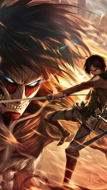 Shingeki no Kyojin, Eren Yeager, Mikasa Ackerman, 5K