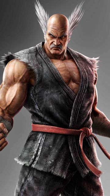 Heihachi Mishima, 8K, Tekken 7, Grey background, 5K