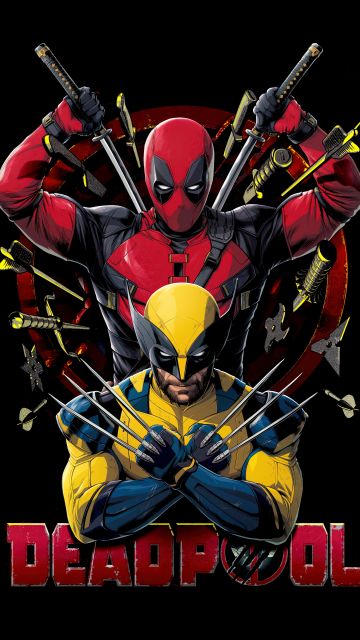 Deadpool & Wolverine, Movie poster, Black background, 8K, AMOLED, 5K, 2024 Movies