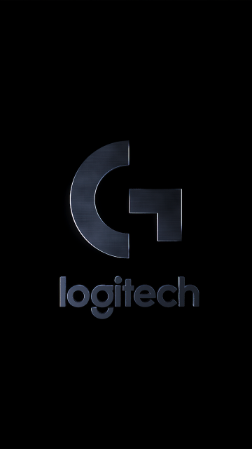 Logitech, Minimalist, Black background, Minimal logo