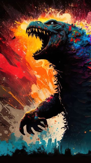 Godzilla, Pop Art, 5K, Titan, Kaiju, Colorful art