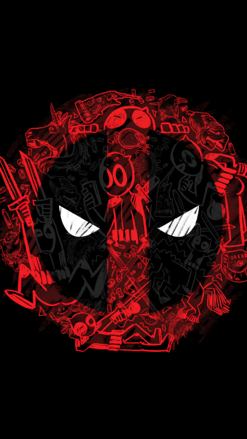 Deadpool, Black background, Marvel Superheroes, 5K, AMOLED