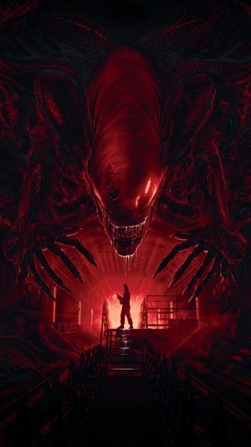 Alien: Romulus, Horror Movies, Dark red, Dark theme, 2024 Movies, Xenomorph