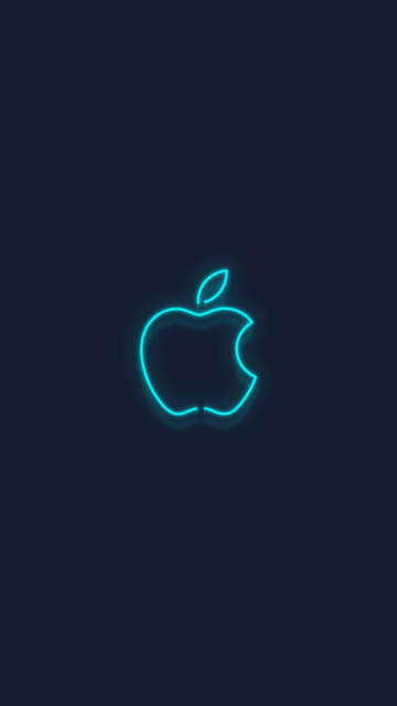 Blue, Apple logo, Neon sign, Dark background, Glowing, 5K