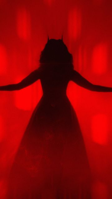 Scarlet Witch, Silhouette, Red background, 5K