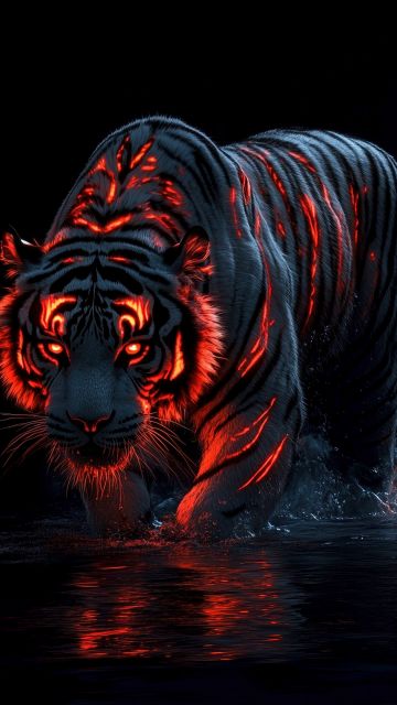 Tiger, Dope, AMOLED, AI art, Black background, 5K