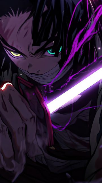 Tanjiro Kamado, Sword, Colorful anime, 5K, Demon Slayer: Kimetsu no Yaiba