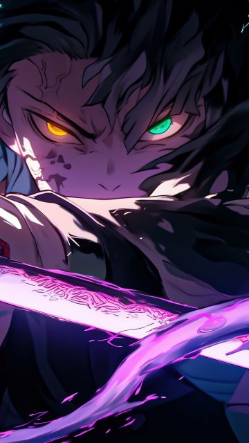 Tanjiro Kamado, Colorful anime, AI art, Demon Slayer: Kimetsu no Yaiba