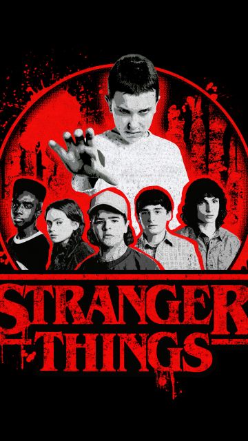 Stranger Things, AMOLED, Poster, 5K, Black background, Netflix series