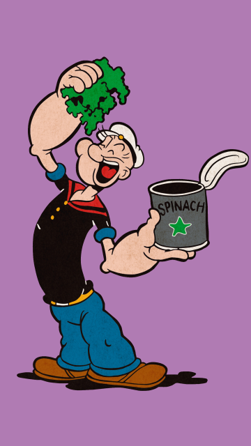 Popeye, Spinach, Purple background, Cartoon, 5K