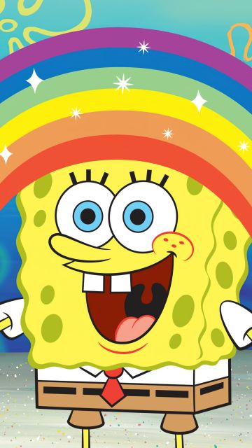 Spongebob, Rainbow, SpongeBob smiley face, 5K, SpongeBob SquarePants