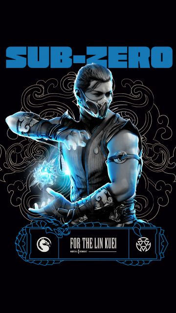 Sub-Zero (Mortal Kombat), AMOLED, 5K, 8K, Black background, Sub-Zero