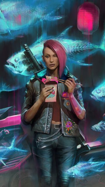 Cyberpunk 2077, Holographic, Dystopian, 5K, V (Cyberpunk), Badass