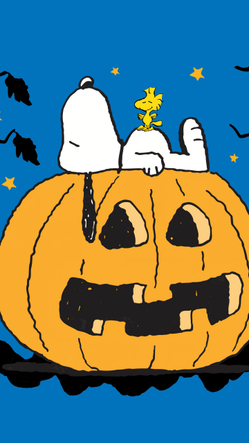 Snoopy, Halloween Pumpkin, Blue background, 5K, Sleeping, Peanuts