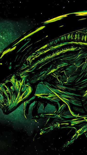 Alien, Xenomorph, Green, Dark background, 5K, 8K