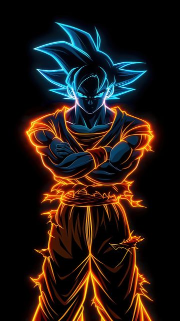 Son Goku, AMOLED, Glowing, Black background, 5K, 8K