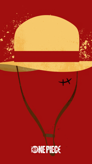 Monkey D. Luffy, Hat, Minimalist, Red background, 5K, 8K, One Piece