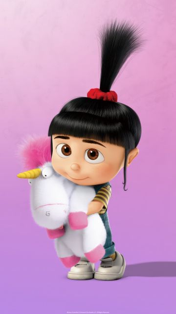 Agnes, Unicorn, Despicable Me, 5K, 8K, Pink background, Aesthetic