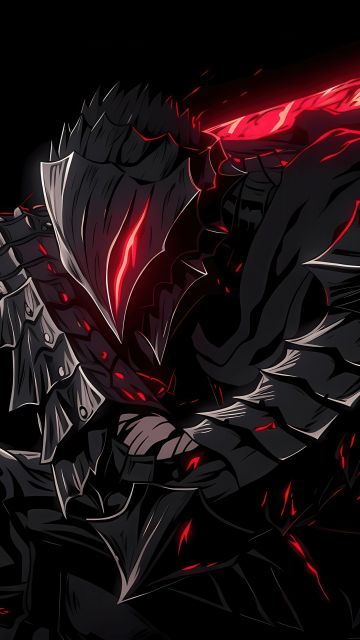 Guts, AMOLED, Berserker Armor, Black background, 5K, Knight, Sword