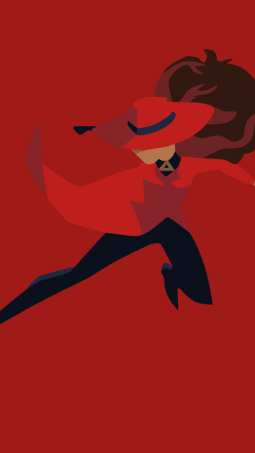 Carmen Sandiego, Minimalist, Red background, 5K