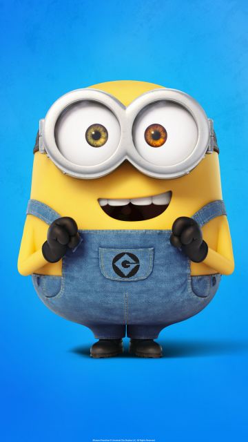 Minion, Cartoon, Blue background, Despicable Me