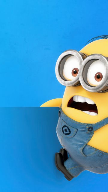 Minion, Despicable Me, Blue background, 5K