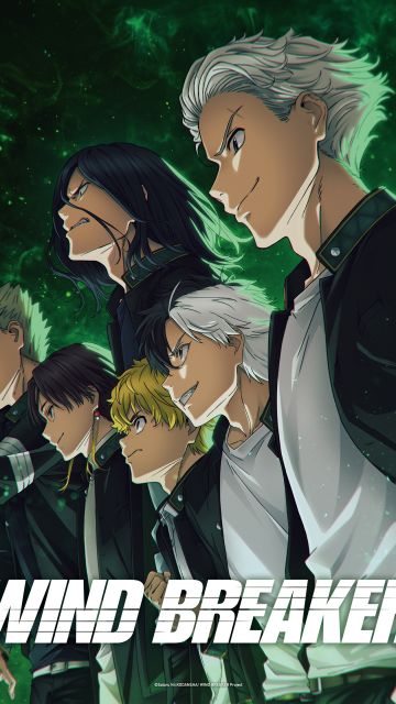 Wind Breaker, 5K, Green background, Haruka Sakura, Akihiko Nirei, Hayato Suo, Anime series