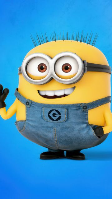 Minion, Smiling, 5K, Blue background, Despicable Me