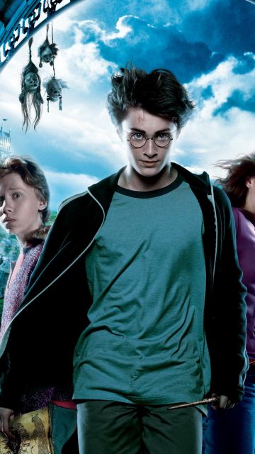 Harry Potter and the Prisoner of Azkaban, Poster, Daniel Radcliffe as Harry Potter, Emma Watson as Hermione Granger, Ron Weasley