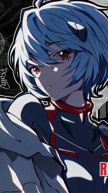 Rei Ayanami, Monochrome background, Neon Genesis Evangelion, Fan Art