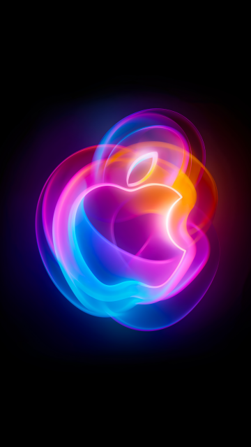 Its Glowtime, Apple Event, Dark aesthetic, 5K, Black background, AMOLED, Colorful art, Apple logo, Vibrant